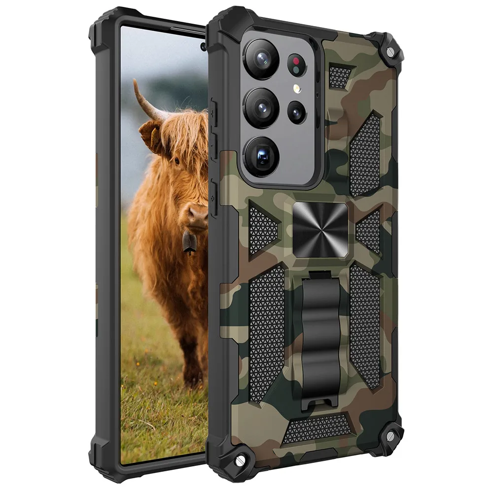 

Military Camouflage Shockproof Case For Samsung Galaxy S24 Ultra S22 Plus S23 FE A14 A34 A54 A05S A15 A13 A53 Kickstand Cover