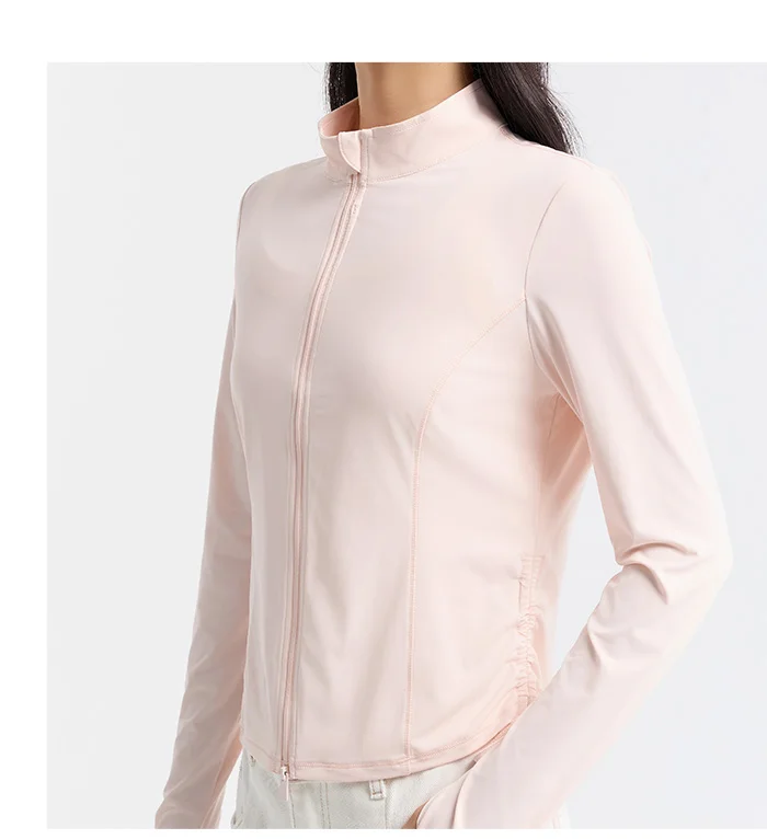 Chaqueta de protección solar de hilo original para mujer, ajustada, de verano, con sensación fresca, corta y fina, de seda helada.