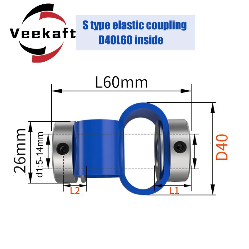 Acoplamento D40l60 S-tipo Plástico Flexível Excêntrico Declinação Plástico Elástico Encoder 8-em Forma de Acoplamento Acoplador
