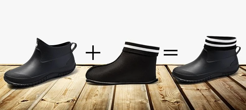 Men's Soft Rubber Rain Boots, Wide Toe, Slip Resistant, For Garden & Work_voghion.com