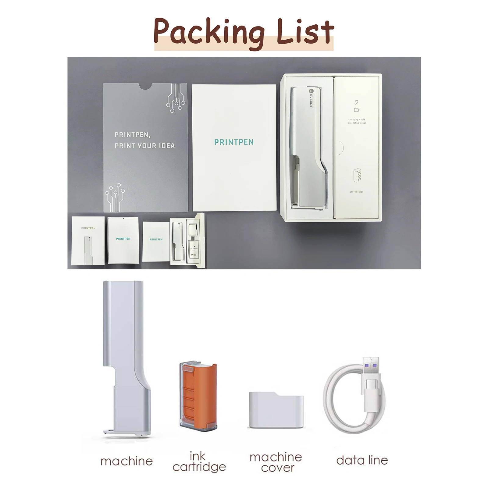 EVEBOT プリントペンハンドヘルドフードプリンターポータブルミニ