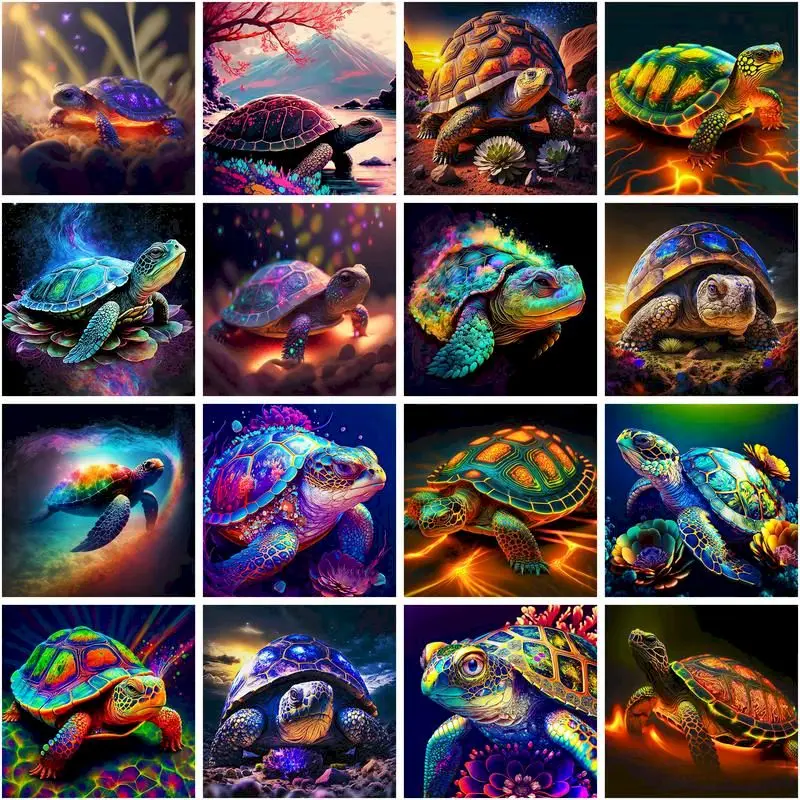 CHENISTORY-Painting-By-Number-Abstract-Turtle-Animals-Drawing-On-Canvas ...