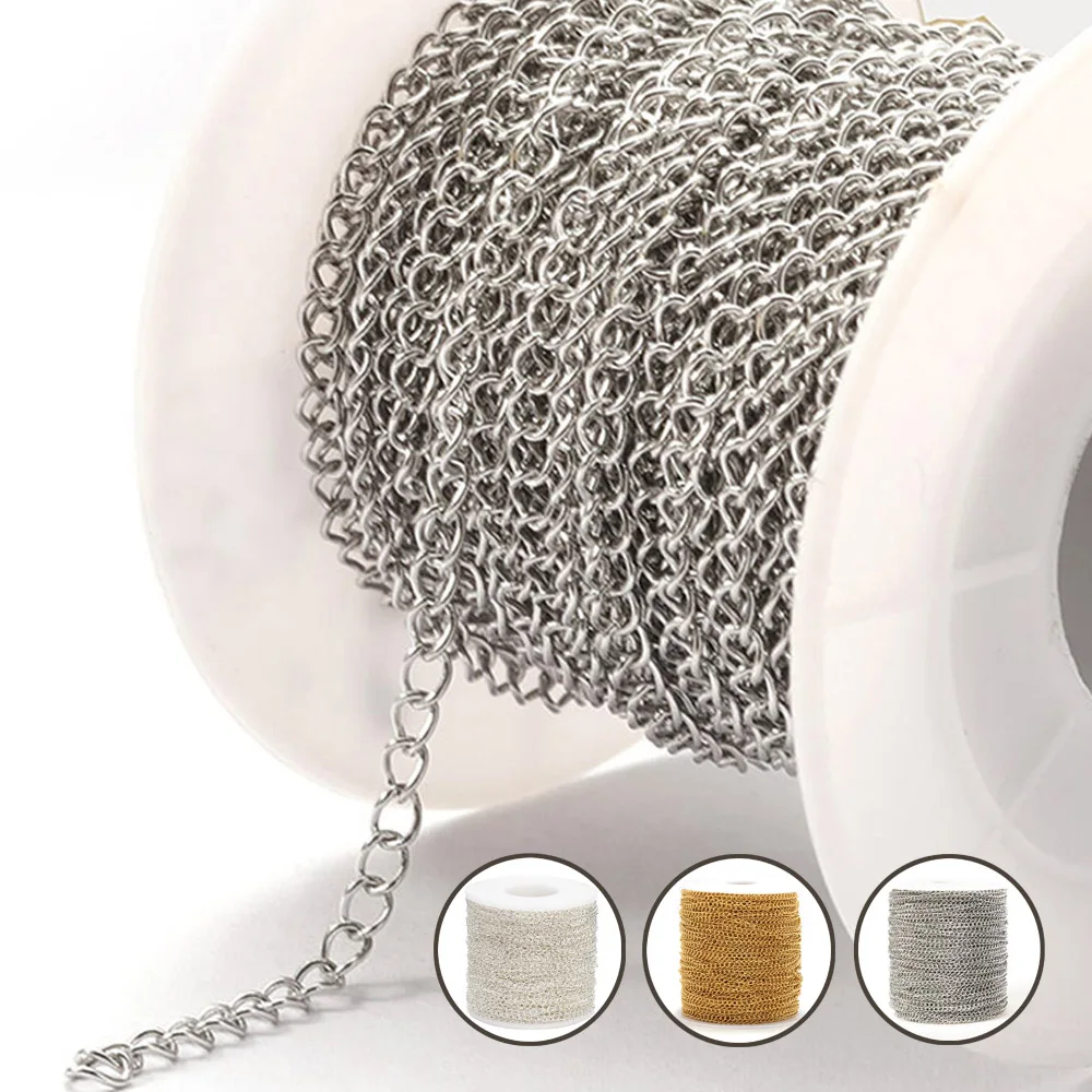 10meters/roll Stainless Steel Chains 2/3/5mm Gold Necklace Chains For Bracelet Extension Chain DIY Jewelry Components No Fade 1