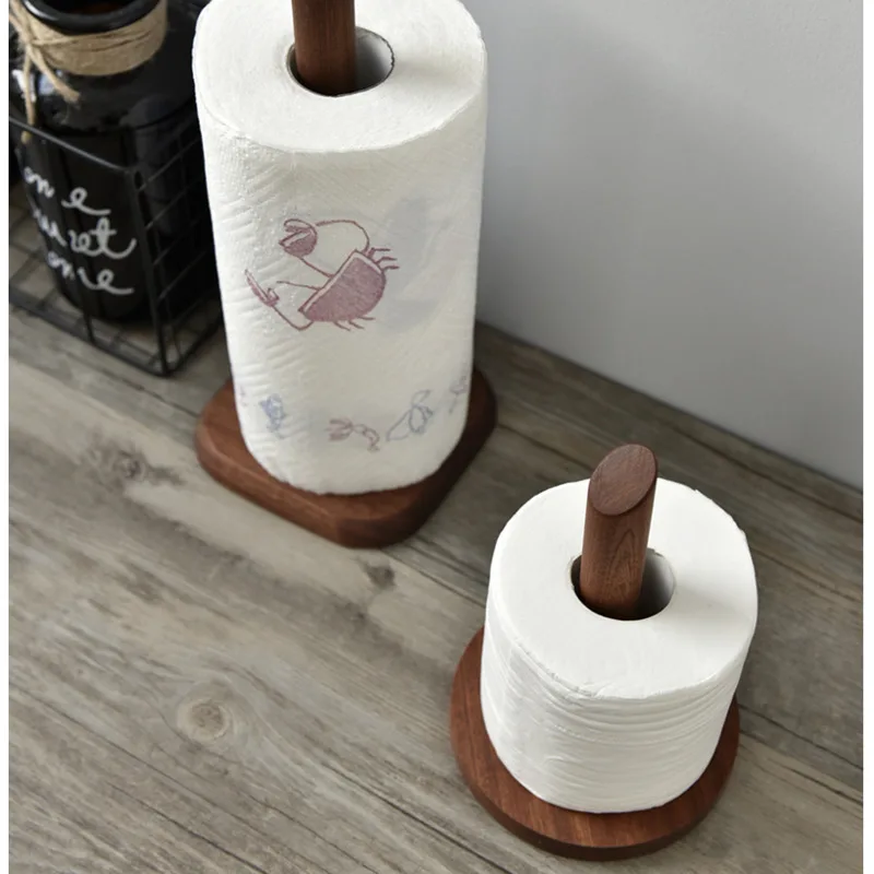Simple Creative Solid Wood Storage Rack Vertical Household Kitchen Tissue Rack Cling Film Racks Household Storage Products 3