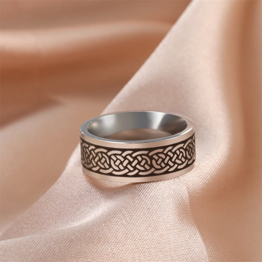 Edelstahl Herren Glücksbaum Ring Vintage Celtics Knoten Ringe für Frauen Wikinger Hexenknoten Amulett Schmuck Punk Wicca Bijou – Detail 8