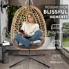 Egg Chair with Stand, Patio Wicker Hanging Chair, Hammock Swing Chair, 350LBS Capacity for Bedroom, Balcony, Garden 4