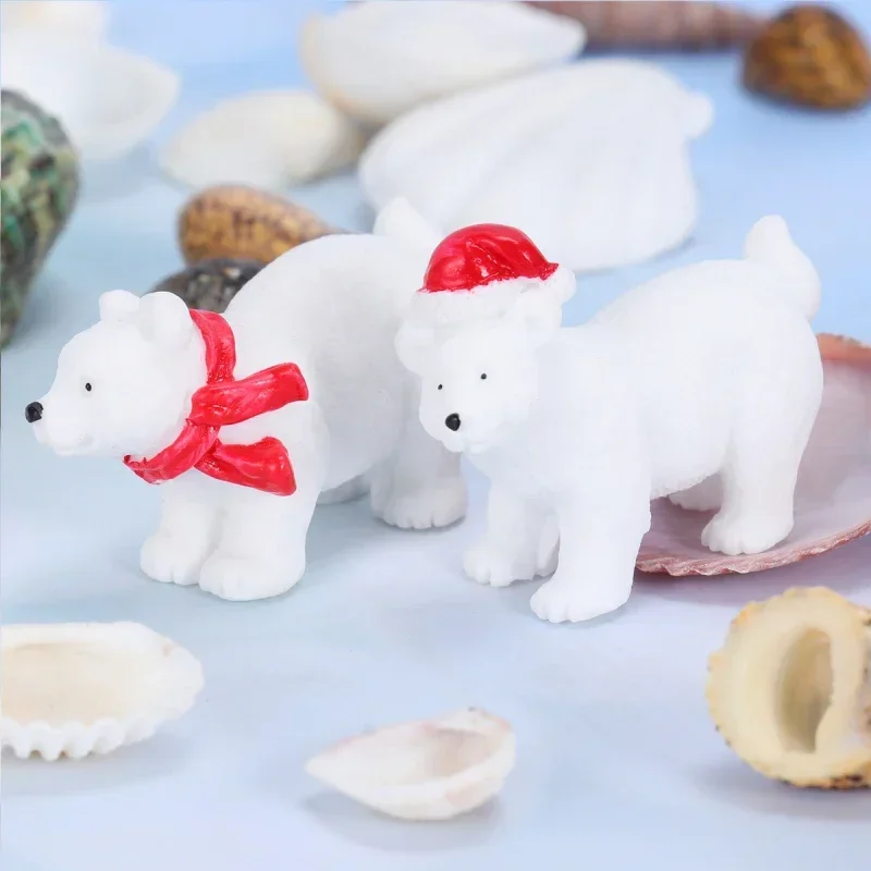 3Pcs Bear Christmas Miniature Decorations Polar Bear Micro-Landscape Ornaments Christmas Desktop Decoration Christmas Present