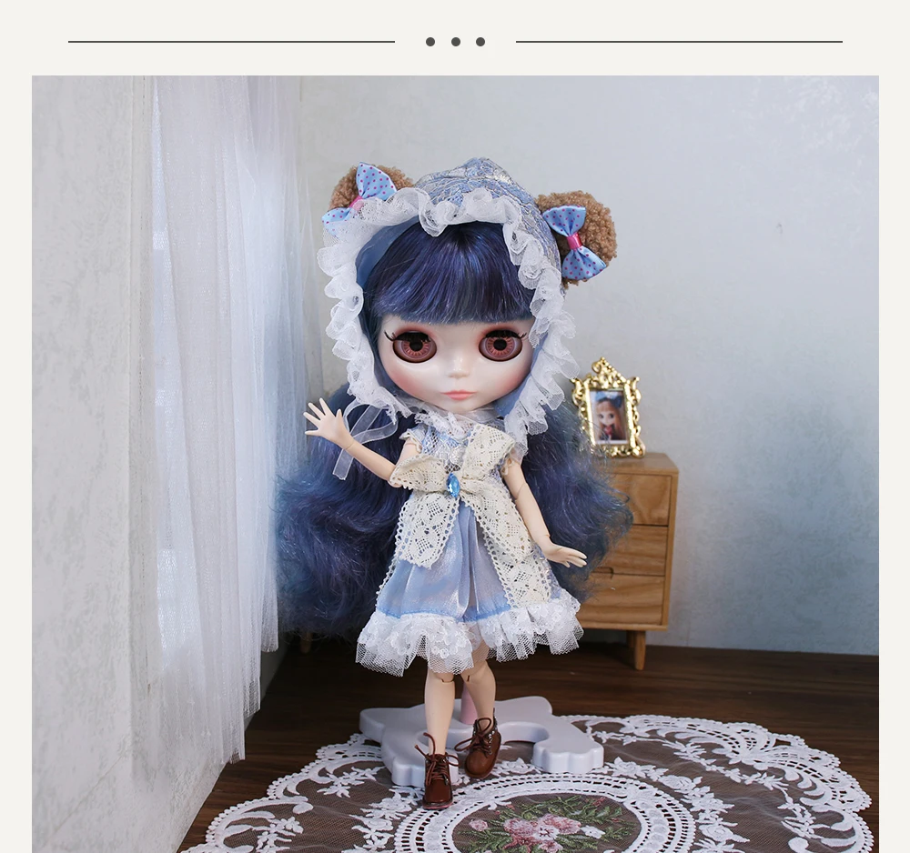 Neo Blythe Doll Vintage Dress with Headdress 1