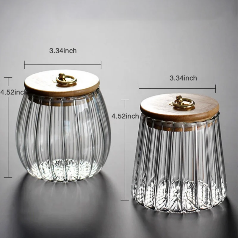 Airtight Glass Kitchen Storage Jar with Wood Lid - Perfect for Grains, Tea, Coffee, and Candy