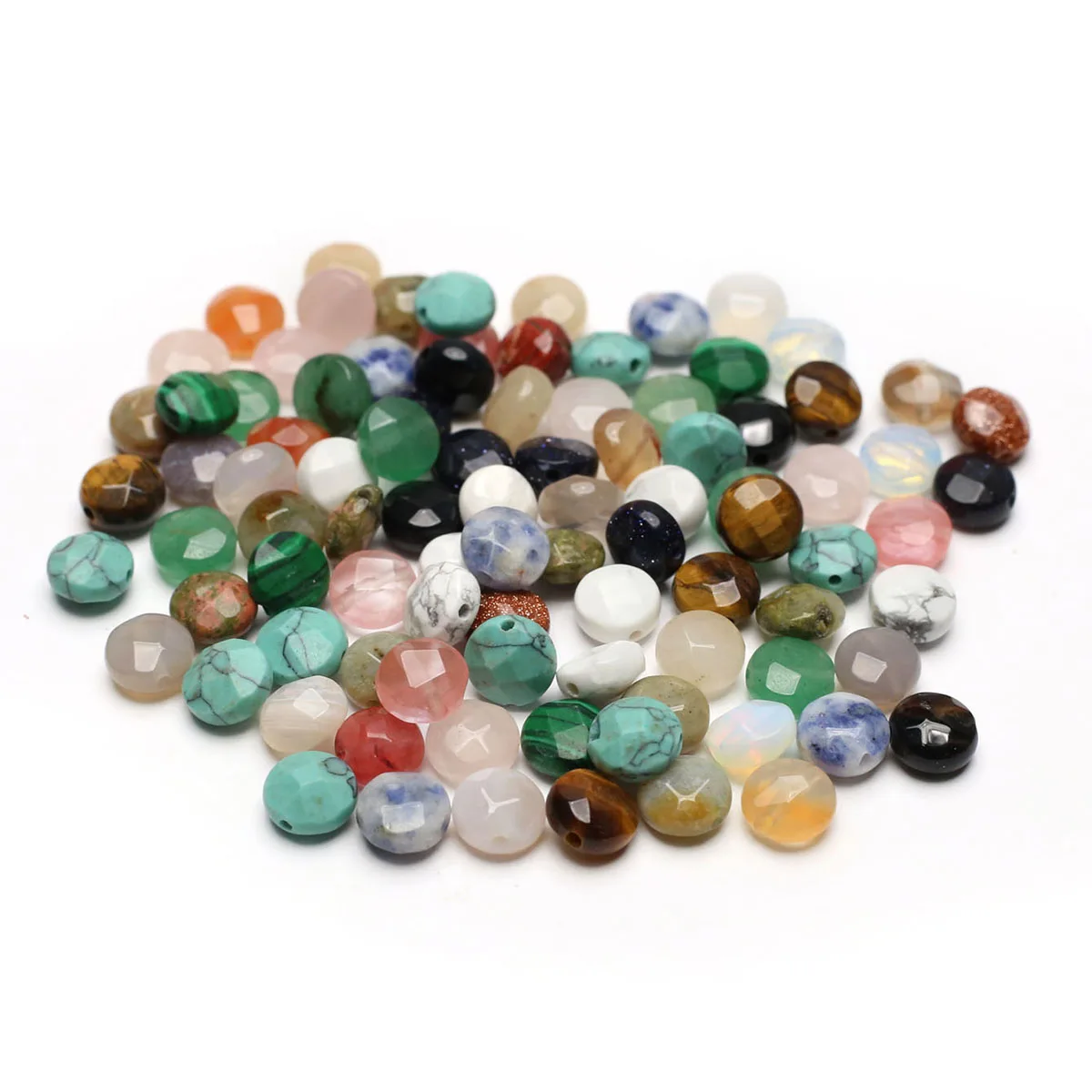 100PCS Wholesale Natural Stone Turquoise Loose Spacer Faceted Round Beads Jewelry Making DIY Necklace Bracelet Accessories Gift