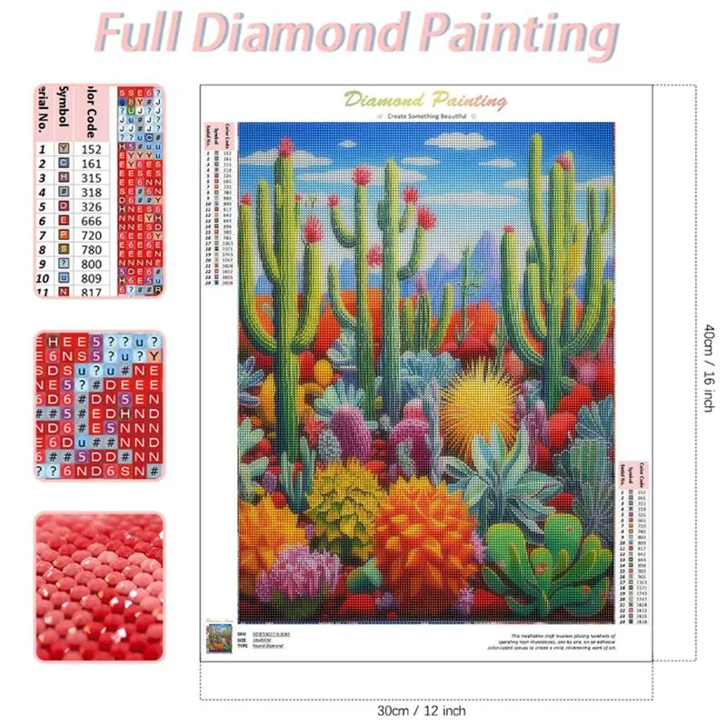 CHENISTORY Diamond Painting Kit Cactus Plant DIY Diamond Mosaic Scenery Sale Fall Home Decoration Pictures Of Rhinestones