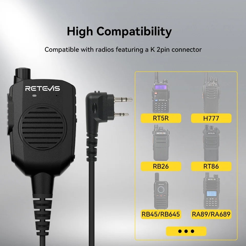 Retevis HK011 Radio Speaker Mic 2Pin AI Noise Canceling Microphone