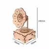 Creative DIY phonograph Sounding Music Box Mechanical Wooden Toys 3D Puzzle Wooden Puzzle Assembling Toy Gramophone Model 6