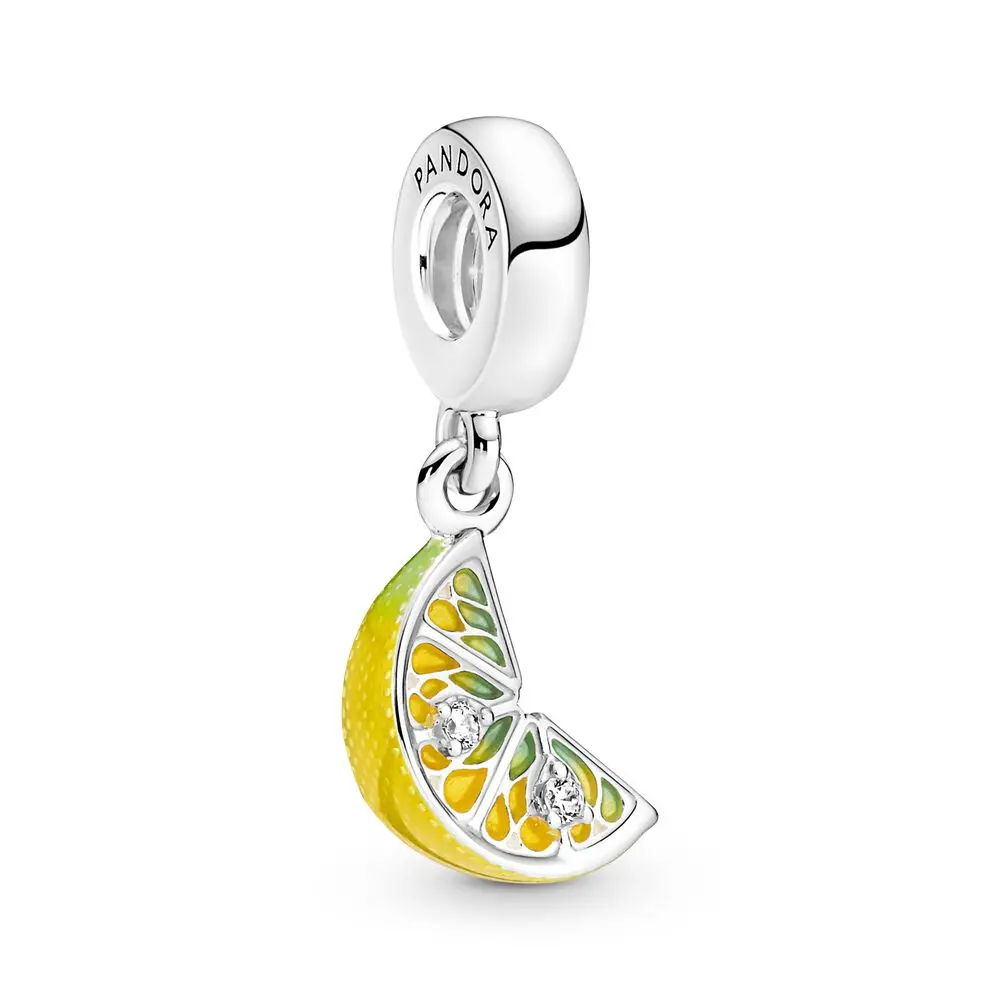 

Authentic 925 Sterling Silver Bead Lemon Slice Sparkling Fruit Dangle Charm Fit Pandora Women Bracelet Bangle Gift DIY Jewelry