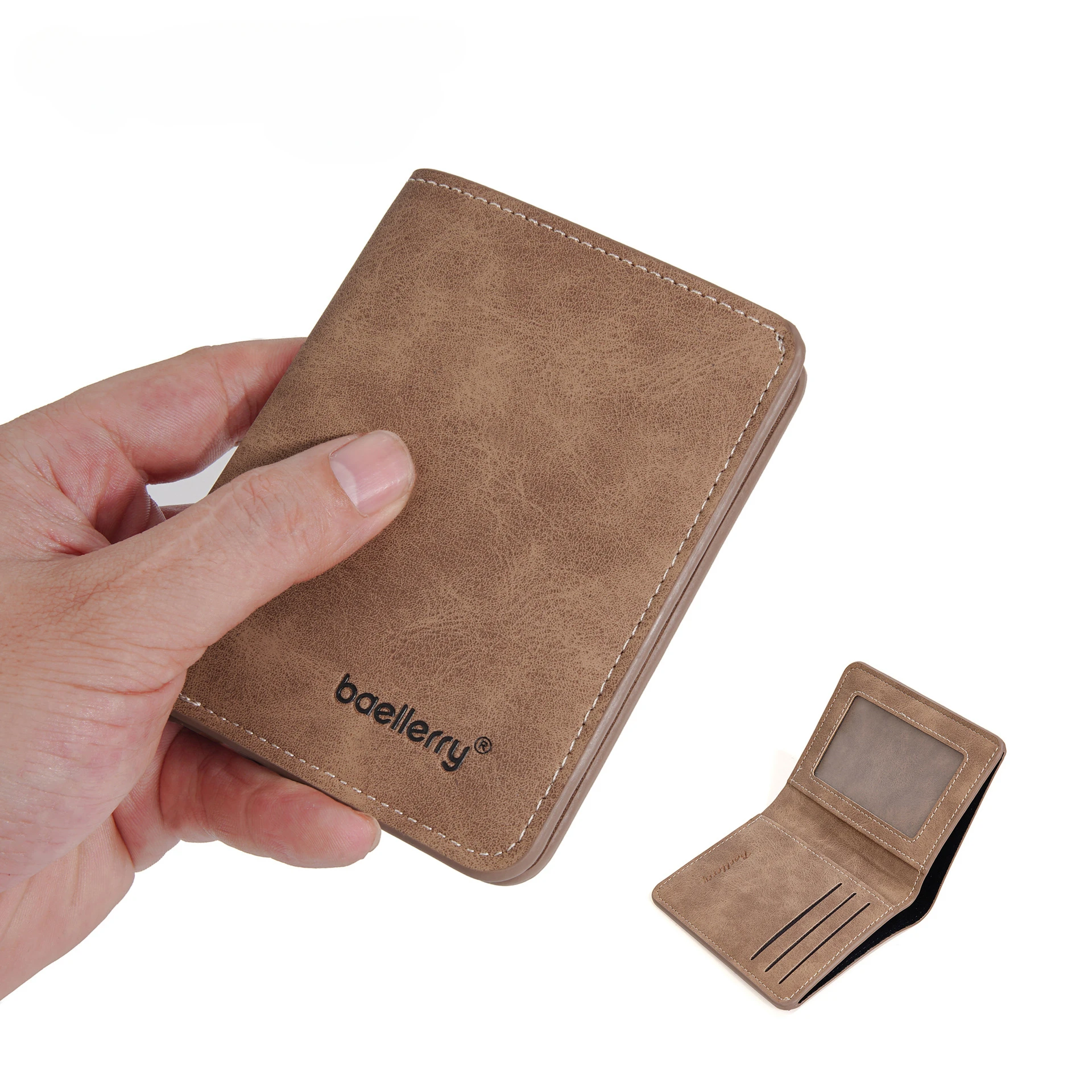 Leather Wallet Thin Sanded Multi-Card Driver's License Holder Simple Casual New Business Multi-Function Bifold Men's Short