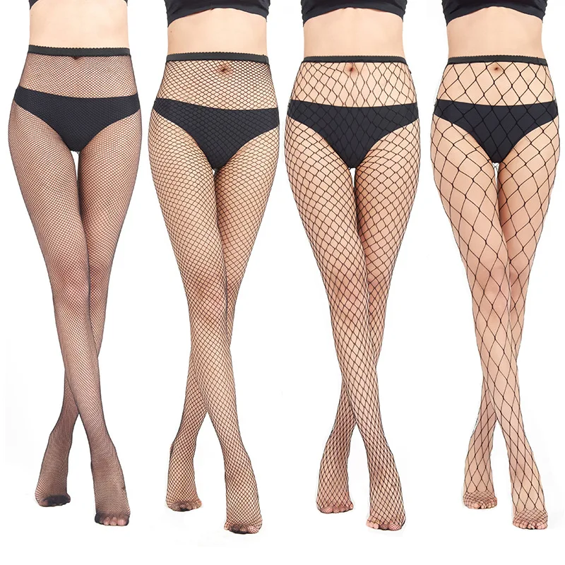 European and American women's oversized fun pantyhose jeans holes mesh bottom fishing net socks women leggings