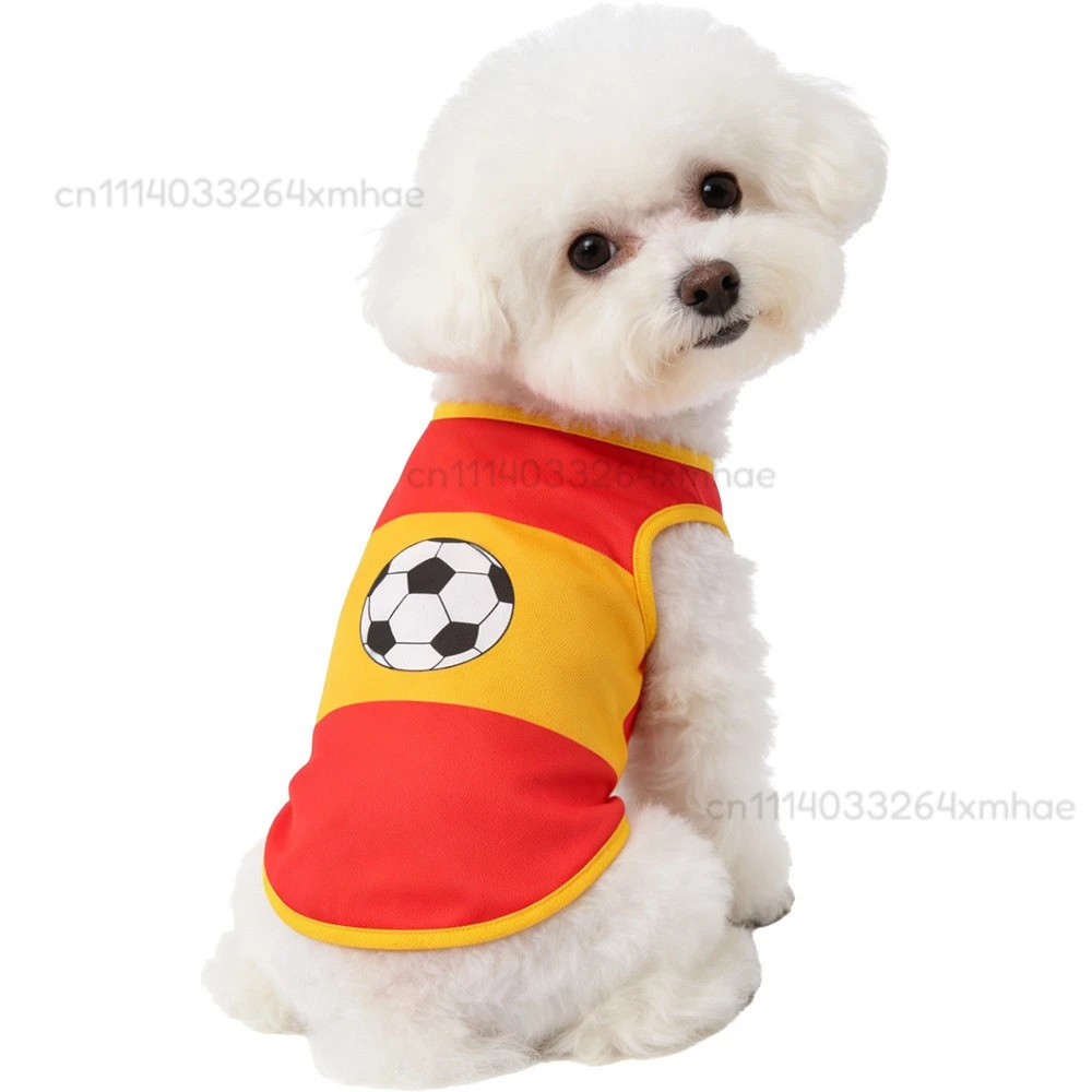 축구팀 테마 반려견 탱크탑 통기성 좋은 여름 셔츠 프린트 소형 중형견 의류 2026년 축구 경기