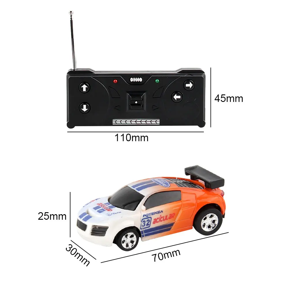 Mini Cans RC Car Battery Operated LED Lights Plastic Remote Control Racing Vehicle with Roadblocks Micro Racing Car for Kids Boy 6