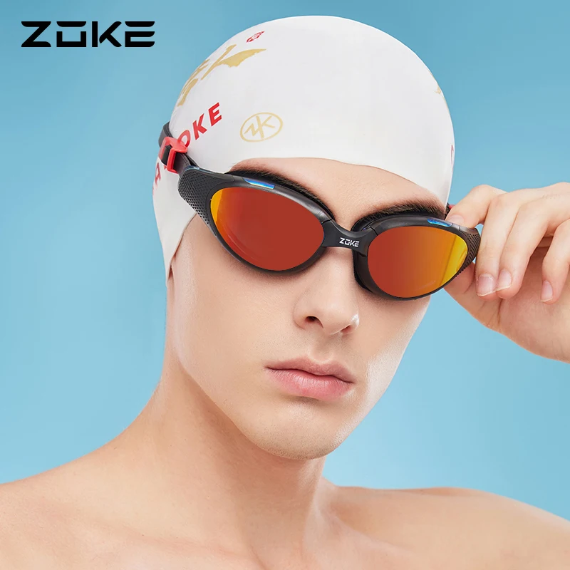 ZOKE Hd Large Frame Lens Swimming Goggles Electroplating Anti-Fog Anti-Glare Training for Adults and Teenagers
