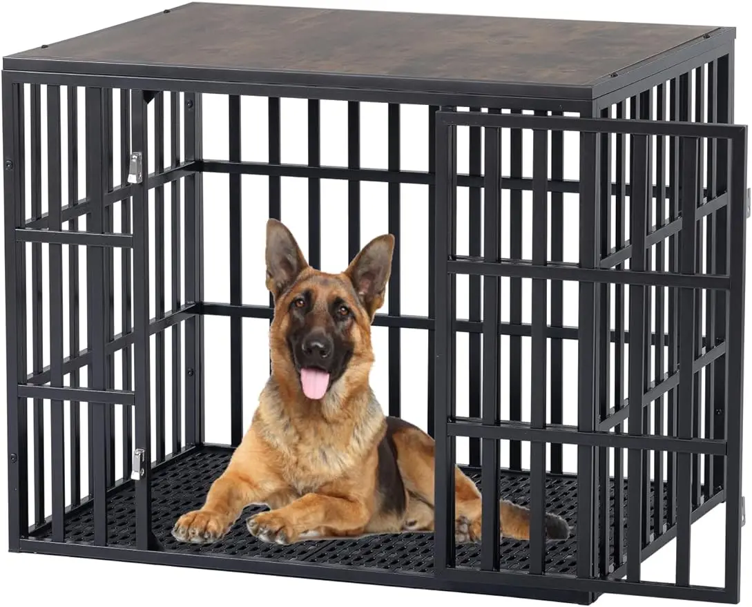 

Heavy Duty Dog Crate Furniture for Small Medium Dogs, Strong Metal Dog Cage Kennel Playpen with Removable Tray, Ea