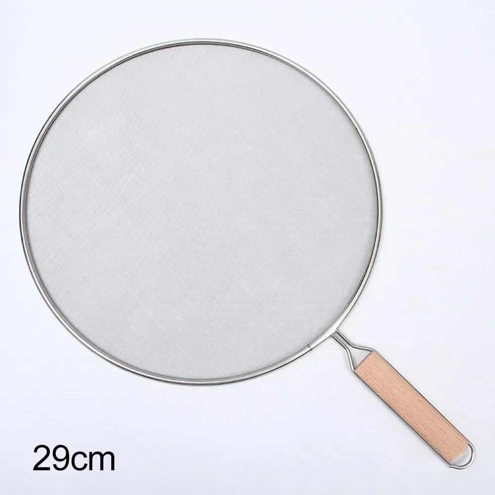 21-33CM Stainless Steel Oil Splatter Screen Frying Pan Mesh Guard Kitchen Cooking Tools Multi-purpose Filter Net Wood Handle kitchen splatter screen,kitchen splash guard