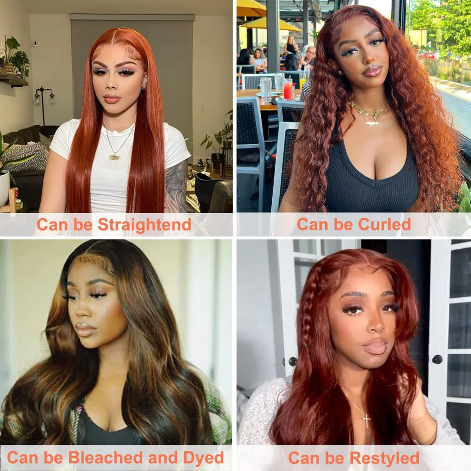 Reddish Brown Lace Front Human Hair Glueless Fall Colored Human Hair Wigs Pre Plucked 13x4 Lace Frontal Body Wave Wig For Women