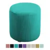 Round Ottoman Slipcover Polyester Blend Footstool Protector Covers Stretch with Elastic Bottom Washable Jacquard Fabric 4
