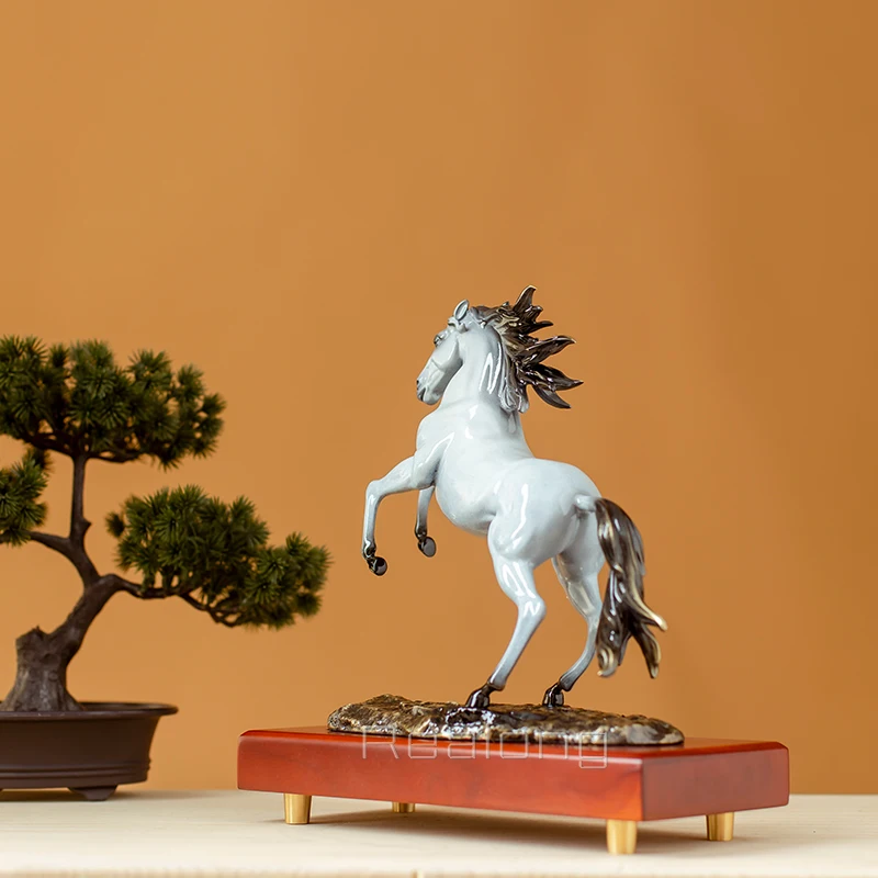 29cm Bronze Jumping Horse Statue Modern Art Bronze Horse Sculpture Luxury Animal Bronze Crafts Home Indoor Decor Tasteful Gifts - Image 3