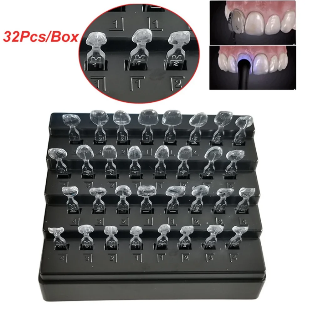 32pcs Dental Veneer Mould Kit Anterior Front Teeth Whitening Tools Composite Resin Mold Light