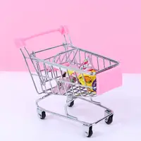 Supermarket Handcart Trolley Mini Shopping Cart Desktop Decor Storage Toy Gift For Kid Dollhouse Furniture Accessories 2