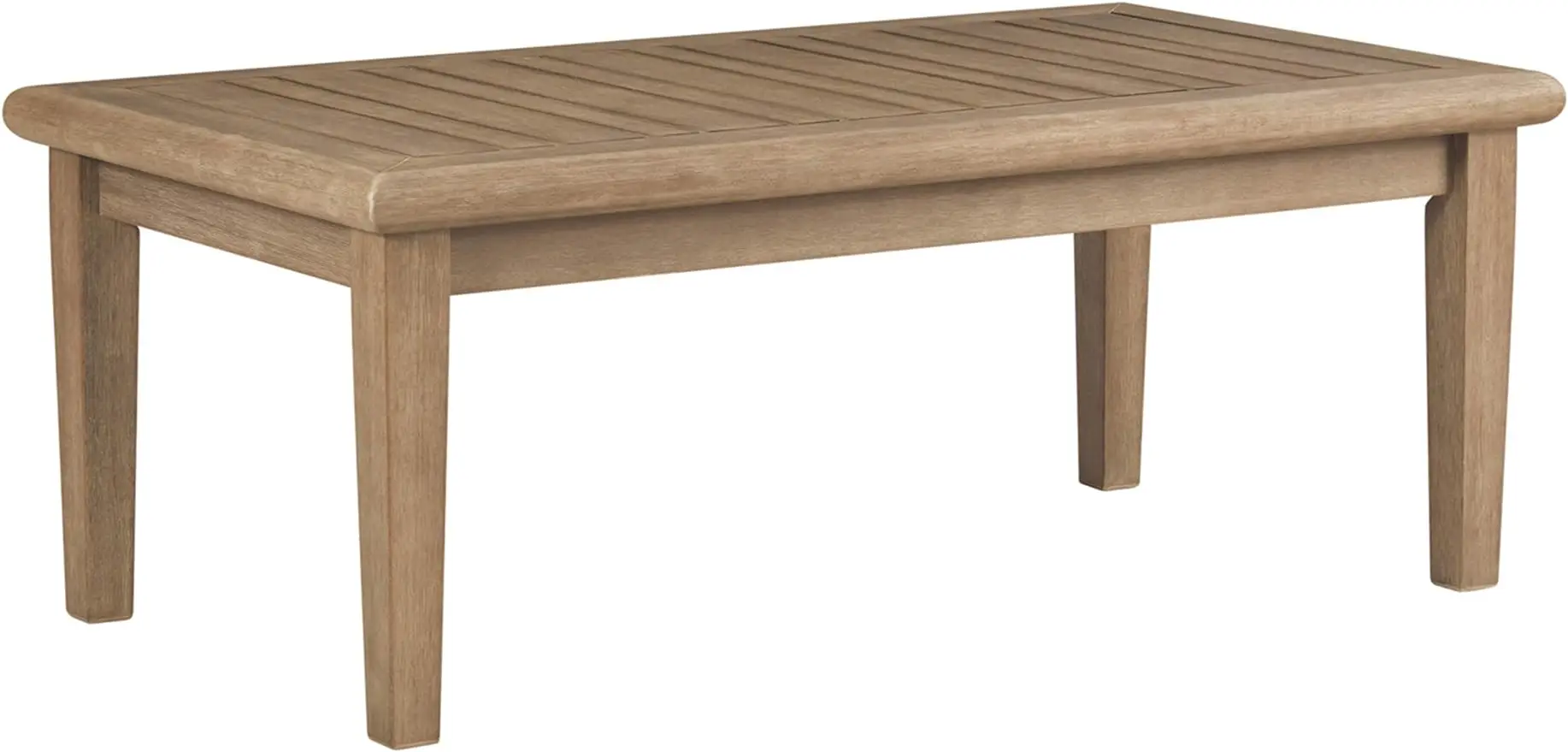 

Signature Design by Ashley Gerianne Outdoor Rectangular Eucalyptus Wood Slat Top Coffee Table, Beige