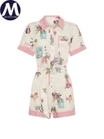 Women's Summer Jumpsuit 2025 New Printed Half Sleeve Lapel Shirt Jumpsuit Fashionable Casual Loose Belt Women Jumpsuit Shorts - Image 6