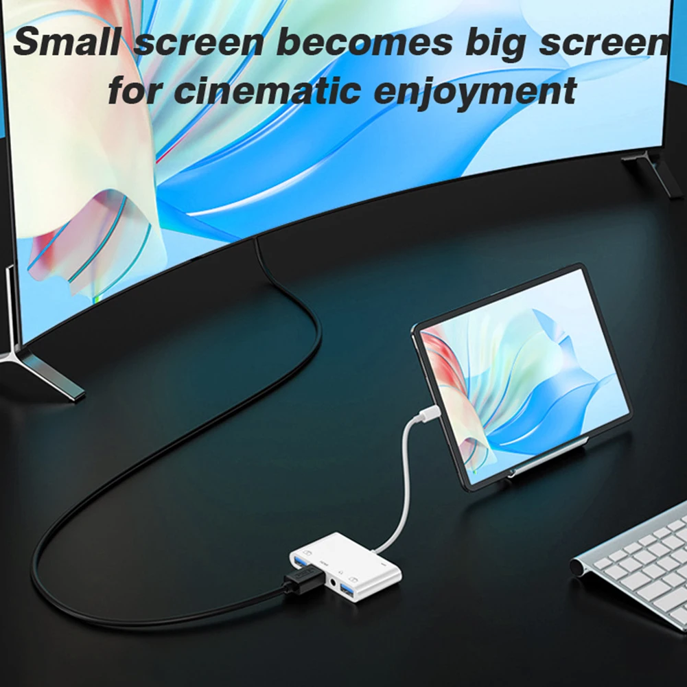 Lightning To Hdmi Compatible Splitter 5 In 1 Hd Transmission Usb 3.0 Pd Fast Charging Adapter Iphone14 13 12 11 Macbook