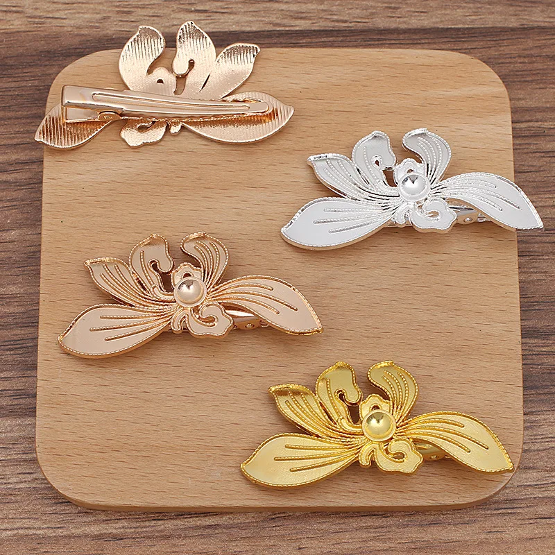 빈티지 금속 꽃 헤어 클립, 헤어핀, 바레트 헤어웨어, DIY 쥬얼리 액세서리, 55*29mm, 세트당 10 개