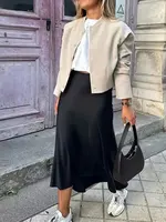 HH Women Elegant Solid Satin Long Skirt Chic Y2K High Waist Slim Skirts Female Fashion Silk Texture Ladies Tight Midi Skirt - Image 5