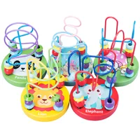 Baby Montessori Educational Math Toy Wooden mini Circles Bead Wire Maze Roller Coaster Abacus Puzzle toys For Kids Boy Girl Gift 2