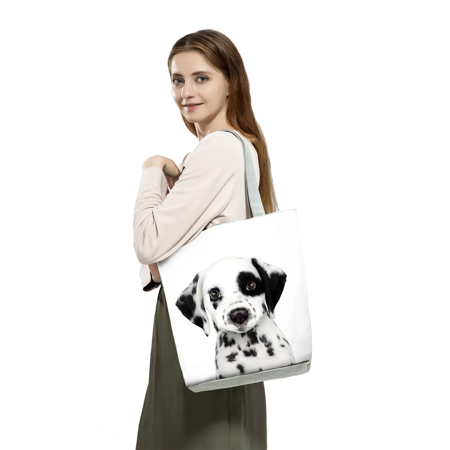 Cute Animal ID Photo Series Totes Panda Koala Elephant Print Women Handbag Casual Tote Shopping Bag Large Capacity Shoulder Bag