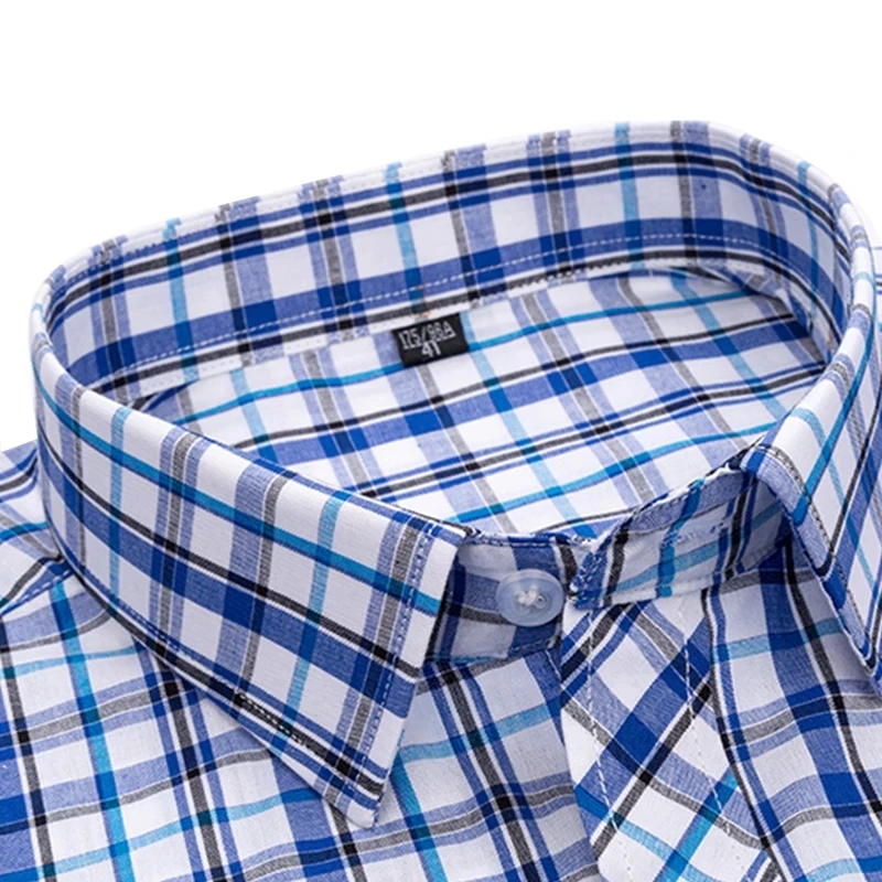 100% Cotton Men's Plaid Shirt Long Sleeve Spring Autumn Casual High Quality Slim Fit Button Up Social Dress Formal Home Male Top