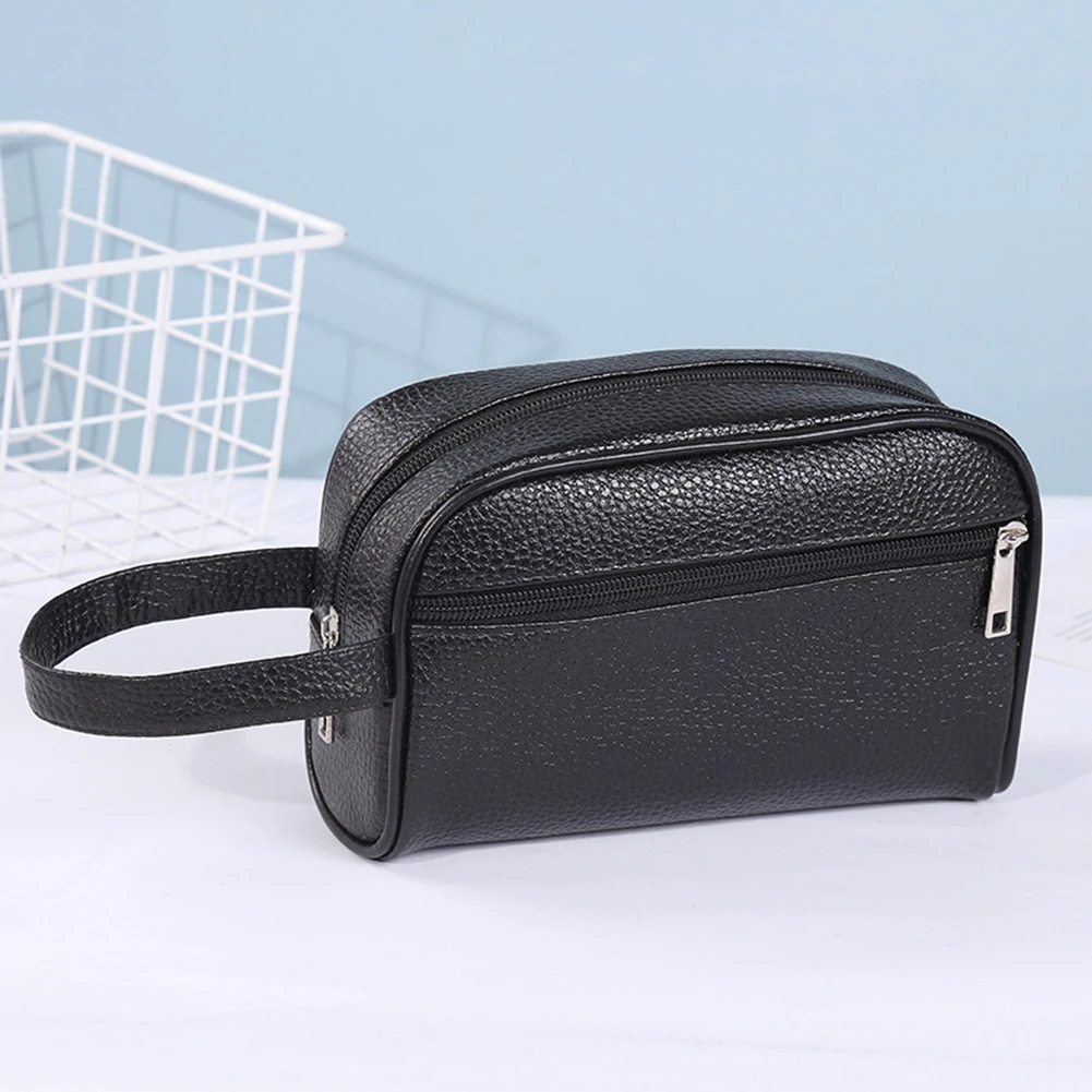 Men Women Fashion PU Leather Mobile Phone Wristlet Bag Pure Color Small Handbags