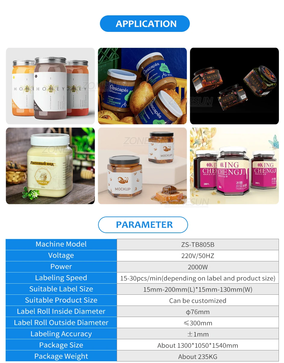 ZONESUN ZS-TB805B Labeling Machine for Hexagon Square Round Bottle