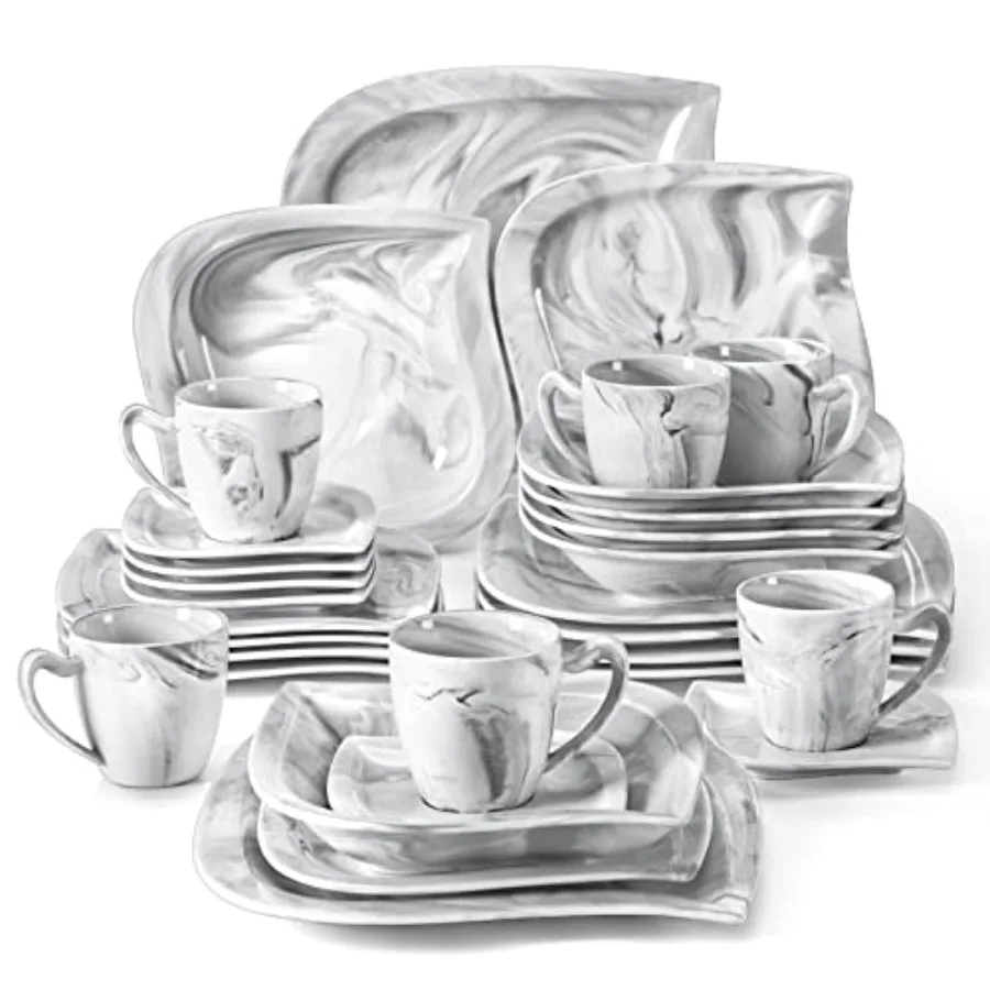 Marble Grey 30-Piece Porcelain Dinnerware Set 1
