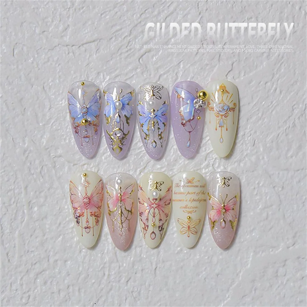 네일아트 나비 스티커, 3D 사랑스러운 럭셔리 네일 액세서리, 귀여운 네일 스티커, 베스트셀러, 1 개, 2 개, 3 개