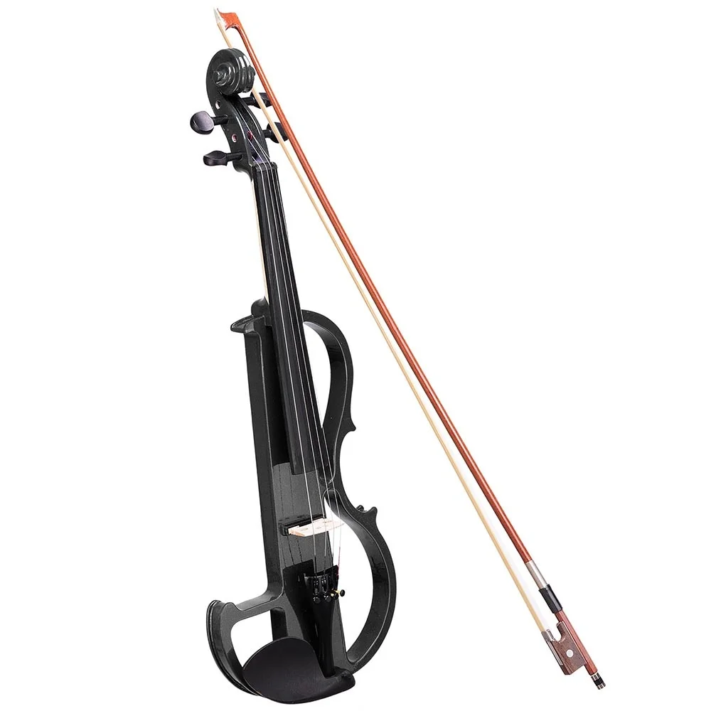 Full Size Electric Violin Solid Wood Fiddle Sound Smooth & Cool Not Annoy Neighbours Free Brazilwood Bow Bridge Foam Case KIT