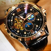 Luxurious Automatic Mechanical Men's Watch, Starry Night Luminous Dial, Elegant Tourbillon Movement, Ideal for Business or Casual Wear, Perfect Christmas or Birthday Gift, Holiday Gift Watch, No Battery Needed