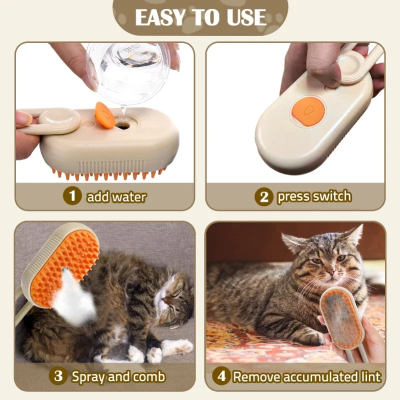 3 in 1 Pet Brush Cat Steam Brush Comb Dog Brush Electric Spray Cat Hair Brushes Massage Pet Grooming Hair Removal Combs 4