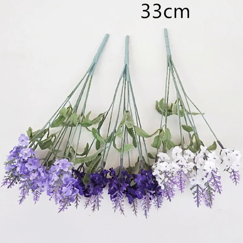 10 Heads Lavender Artificial Flowers Romantic Wedding Bridle Bouquet Outdoor Garden Decor Plants Silk Fake Flower for Home Table