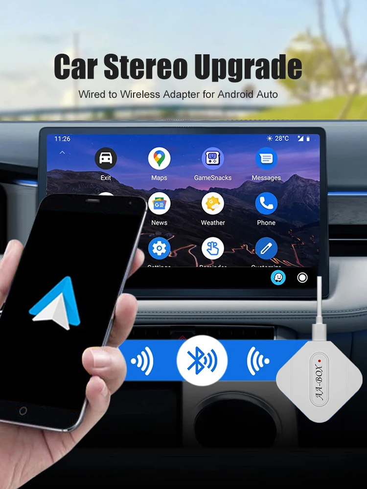 

For Android Auto Wireless Adapter Plug and Play Wired to Wireless Dongle Converter Multimedia Player Mini Adapter for Android
