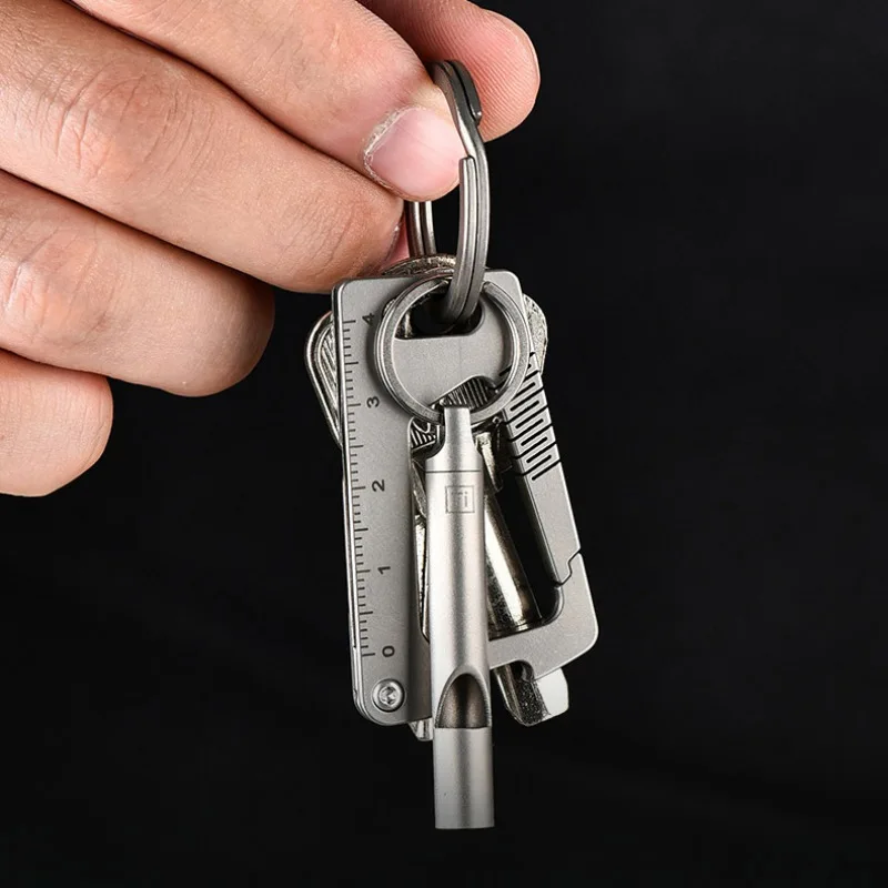 Titanium Alloy Dog Training Whistle Camping Hunting Survival Tool CNC EDC Coaches 120DB Single Tube Emergency Whistle Keychain