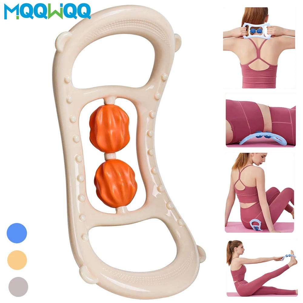 Yoga Fitness Neck Back Massager, Trigger Point Roller Massager for Men Women Deep Tissue, Waist Neck Back & Shoulder Pain Relief fitness pull belt puller yoga elastic elastic belt open shoulder beautiful back elastic eight character resistance rope