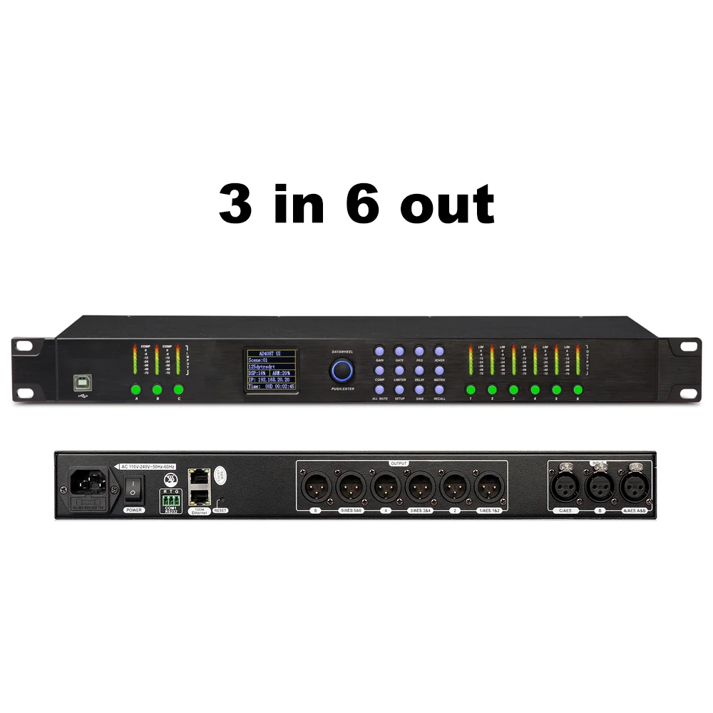 Paulkitson PDA0408RTS 디지털 오디오 프로세서 4입력 8출력 32비트 ADC 및 24비트 DAC 96KHz FIR 자동 EQ 전문 스피커 관리 AES/EBU PC 소프트웨어 제어